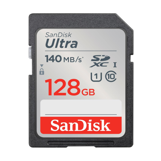 SanDisk Ultra UHS I 128GB SD Card 140MB/s for DSLR and Mirrorless Cameras